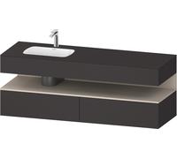 Duravit Collection One lavabo à encastrer avec meuble sous-vasque en console, 1600x550x600mm, niche Taupe Supermatt, vasque à gauche, QA4795083800010, Couleur: Graphite supermat/avec Ã©clairage de nic