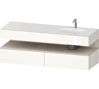 Duravit Qatego lavabo encastré avec meuble sous-lavabo en console, 1600x550x600mm, niche Taupe Supermatt, vasque à droite, QA4796083220010, Couleur: Blanc brillant/avec Ã©clairage de niche