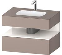 Duravit Qatego lavabo encastré avec meuble sous-lavabo en console, 800x550x600mm, niche blanc brillant, QA4785022430010, Couleur: basalte mat/avec Ã©clairage de niche
