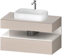 Duravit Collection One Meuble sous-vasque sur console, 1 tiroir, 1 tiroir, découpe au centre, 1000x550x600mm, niche blanc ultra-brillant, QA4731022910010, Couleur: Taupe mat/avec Ã©clairage de niche