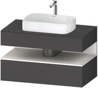 Duravit Collection One Meuble sous-vasque sur console, 1 tiroir, 1 tiroir, découpe au centre, 1000x550x600mm, niche blanc supermat, QA4731084490010, Couleur: Graphite mat/avec Ã©clairage de niche