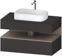 Duravit Collection One Meuble sous-vasque sur console, 1 tiroir, 1 tiroir, découpe au centre, 1000x550x600mm, niche basalte mat, QA4731043800010, Couleur: Graphite supermat/avec Ã©clairage de niche
