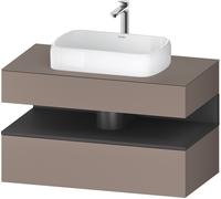 Duravit Collection One Meuble sous-vasque sur console, 1 tiroir, 1 tiroir, découpe au centre, 1000x550x600mm, niche graphite mat, QA4731049430010, Couleur: basalte mat/avec Ã©clairage de niche