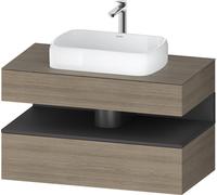 Duravit Collection One Meuble sous-vasque sur console, 1 tiroir, 1 tiroir, découpe au centre, 1000x550x600mm, niche graphite mat, QA4731049350000, Couleur: Chêne Terra