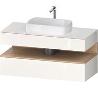 Duravit Collection One Meuble sous-vasque sur console, 1 tiroir, 1 tiroir, découpe au centre, 1200x550x600mm, niche en chêne naturel, QA4732030220000, Couleur: Blanc brillant