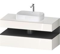 Duravit Collection One Meuble sous-vasque sur console, 1 tiroir, 1 tiroir, découpe au centre, 1200x550x600mm, niche graphite mat, QA4732049220010, Couleur: Blanc brillant/avec Ã©clairage de niche