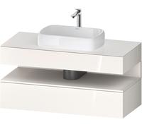 Duravit Collection One Meuble sous-vasque sur console, 1 tiroir, 1 tiroir, découpe au centre, 1200x550x600mm, niche blanc supermat, QA4732084220000, Couleur: Blanc brillant