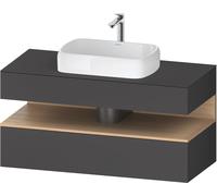 Duravit Collection One Meuble sous-vasque sur console, 1 tiroir, 1 tiroir, découpe au centre, 1200x550x600mm, niche en chêne naturel, QA4732030490010, Couleur: Graphite mat/avec Ã©clairage de niche