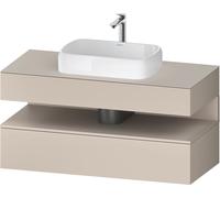 Duravit Collection One Meuble sous-vasque sur console, 1 tiroir, 1 tiroir, découpe au centre, 1200x550x600mm, niche Taupe Matt, QA4732091830010, Couleur: Taupe Supermatt/avec Ã©clairage de niche