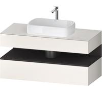 Duravit Collection One Meuble sous-vasque sur console, 1 tiroir, 1 tiroir, découpe au centre, 1200x550x600mm, niche graphite super mate, QA4732080840010, Couleur: Blanc supermat/avec Ã©clairage de nic