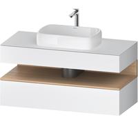 Duravit Collection One Meuble sous-vasque sur console, 1 tiroir, 1 tiroir, découpe au centre, 1200x550x600mm, niche en chêne naturel, QA4732030180000, Couleur: Blanc Mat