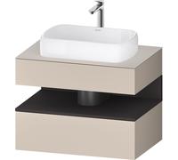 Duravit Collection One Meuble sous-vasque sur console, 1 tiroir, 1 tiroir, découpe au centre, 800x550x600mm, niche graphite super mate, QA4730080830010, Couleur: Taupe Supermatt/avec Ã©clairage de nic
