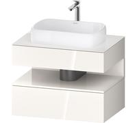 Duravit Collection One Meuble sous-vasque sur console, 1 tiroir, 1 tiroir, découpe au centre, 800x550x600mm, niche blanc ultra-brillant, QA4730022220010, Couleur: Blanc brillant/avec Ã©clairage de nic
