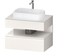 Duravit Collection One Meuble sous-vasque sur console, 1 tiroir, 1 tiroir, découpe au centre, 800x550x600mm, niche blanc ultra-brillant, QA4730022840010, Couleur: Blanc supermat/avec Ã©clairage de nic