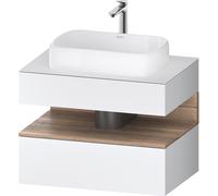 Duravit Qatego Meuble sous-lavabo sur console, 1 tiroir, 1 tiroir, découpe au centre, 800x550x600mm, niche en chêne marbré, QA4730055180010, Couleur: Blanc mat/avec Ã©clairage de niche
