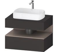 Duravit Collection One Meuble sous-vasque sur console, 1 tiroir, découpe au centre, 800x550x600mm, niche basalte mat, QA4730043800010, Couleur: Graphite supermat/avec Ã©clairage de niche