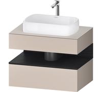 Duravit Collection One Meuble sous-vasque sur console, 1 tiroir, découpe au centre, 800x550x600mm, niche chêne noir, QA4730016910000, Couleur: Taupe mat