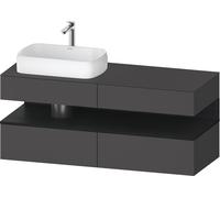Duravit Collection One Meuble sous-vasque sur console, 2 tiroirs, 2 coulissants, découpe à gauche, 1400x550x600mm, crédence en chêne noir, QA4765016490010, Couleur: Graphite mat/avec Ã©clairage de nic