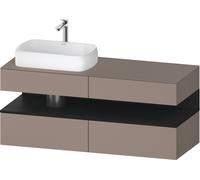 Duravit Collection One Meuble sous-vasque sur console, 2 tiroirs, 2 coulissants, découpe à gauche, 1400x550x600mm, crédence en chêne noir, QA4765016430000, Couleur: Basalte mat