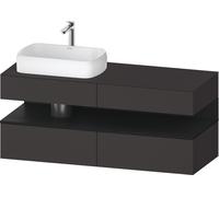 Duravit Collection One Meuble sous-vasque sur console, 2 tiroirs, 2 coulissants, découpe à gauche, 1400x550x600mm, crédence en chêne noir, QA4765016800000, Couleur: supermatt en graphite