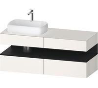 Duravit Collection One Meuble sous-vasque sur console, 2 tiroirs, 2 coulissants, découpe à gauche, 1400x550x600mm, crédence en chêne noir, QA4765016840000, Couleur: Blanc Supermatt
