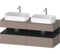 Duravit Collection One Meuble sous-vasque sur console, 2 tiroirs, 2 découpes, 1400x550x600mm, crédence en chêne noir, QA4767016430000, Couleur: Basalte mat