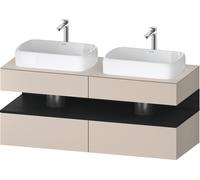 Duravit Collection One Meuble sous-vasque sur console, 2 tiroirs, 2 découpes, 1400x550x600mm, crédence en chêne noir, QA4767016910000, Couleur: Taupe mat