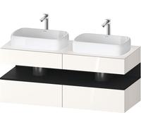 Duravit Collection One Meuble sous-vasque sur console, 2 tiroirs, 2 découpes, 1400x550x600mm, crédence en chêne noir, QA4767016220000, Couleur: Blanc brillant
