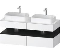 Duravit Collection One Meuble sous-vasque sur console, 2 tiroirs, 2 découpes, 1400x550x600mm, crédence en chêne noir, QA4767016180010, Couleur: Blanc mat/avec Ã©clairage de niche
