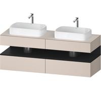 Duravit Collection One Meuble sous-vasque sur console, 2 tiroirs, 2 découpes, 1600x550x600mm, crédence en chêne noir, QA4779016910000, Couleur: Taupe mat