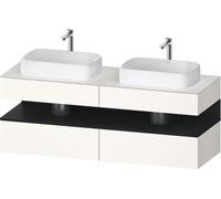Duravit Collection One Meuble sous-vasque sur console, 2 tiroirs, 2 découpes, 1600x550x600mm, crédence en chêne noir, QA4779016840000, Couleur: Blanc Supermatt