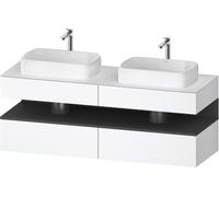 Duravit Qatego Meuble sous-lavabo en console, 2 tiroirs, 2 découpes, 1600x550x600mm, niche graphite mat, QA4779049180010, Couleur: Blanc mat/avec Ã©clairage de niche