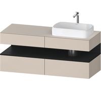 Duravit Collection One Meuble sous-vasque sur console, 2 tiroirs, découpe à droite, 1400x550x600mm, crédence en chêne noir, QA4766016830010, Couleur: Taupe Supermatt/avec Ã©clairage de niche