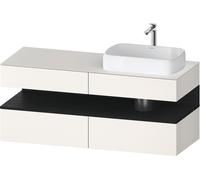 Duravit Collection One Meuble sous-vasque sur console, 2 tiroirs, découpe à droite, 1400x550x600mm, crédence en chêne noir, QA4766016840010, Couleur: Blanc supermat/avec Ã©clairage de niche