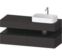Duravit Collection One Meuble sous-vasque sur console, 2 tiroirs, découpe à droite, 1400x550x600mm, crédence en chêne noir, QA4766016800000, Couleur: supermatt en graphite