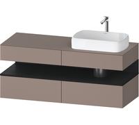 Duravit Collection One Meuble sous-vasque sur console, 2 tiroirs, découpe à droite, 1400x550x600mm, crédence en chêne noir, QA4766016430000, Couleur: Basalte mat