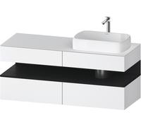 Duravit Collection One Meuble sous-vasque sur console, 2 tiroirs, découpe à droite, 1400x550x600mm, crédence en chêne noir, QA4766016180000, Couleur: Blanc Mat