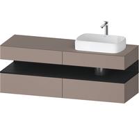 Duravit Collection One Meuble sous-vasque sur console, 2 tiroirs, découpe à droite, 1600x550x600mm, crédence en chêne noir, QA4778016430000, Couleur: Basalte mat