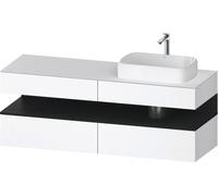 Duravit Collection One Meuble sous-vasque sur console, 2 tiroirs, découpe à droite, 1600x550x600mm, crédence en chêne noir, QA4778016180000, Couleur: Blanc Mat