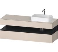 Duravit Collection One Meuble sous-vasque sur console, 2 tiroirs, découpe à droite, 1600x550x600mm, crédence en chêne noir, QA4778016830000, Couleur: taupe supermatt