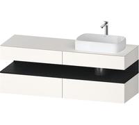 Duravit Collection One Meuble sous-vasque sur console, 2 tiroirs, découpe à droite, 1600x550x600mm, crédence en chêne noir, QA4778016840010, Couleur: Blanc supermat/avec Ã©clairage de niche