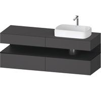 Duravit Collection One Meuble sous-vasque sur console, 2 tiroirs, découpe à droite, 1600x550x600mm, crédence en chêne noir, QA4778016490000, Couleur: Graphite mat