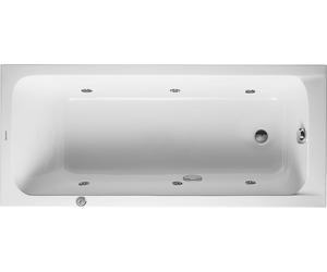 Duravit D-Code baignoire balnéo, 1600x700mm, 1 pente de dossier, Jet Project, rectangulaire, écoulement au pied, blanc brillant, 760096000JP1000