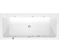 Duravit D-Code baignoire balnéo, 1800x800mm, 2 inclinaisons de dossier, Jet Project, rectangulaire, écoulement au pied, blanc brillant, 760672000JP1000