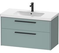 Duravit D-Code bâti-support pour lavabo, 1 tiroir, 1 tiroir, 984x460mm, découpe siphon, avec poignée, DC46730BDHG0000, Couleur: Corps vert fjord mat, Poignée noir diamant mat