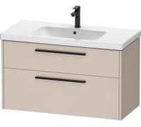 Duravit D-Code bâti-support pour lavabo, 1 tiroir, 1 tiroir, 984x460mm, découpe siphon, avec poignée, DC46730BD910000, Couleur: corps taupe mat, Poignée diamant noir mat