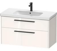 Duravit D-Code bâti-support pour lavabo, 1 tiroir, 1 tiroir, 984x460mm, découpe siphon, avec poignée, DC46730BD220000, Couleur: Corps blanc brillant, Poignée noir diamant mat