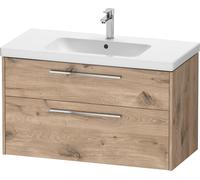 Duravit D-Code bâti-support pour lavabo, 1 tiroir, 1 tiroir, 984x460mm, découpe siphon, avec poignée, DC4673010550000, Couleur: Caisson Chêne Marbré, poignée Chrome Brillant