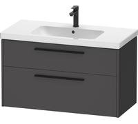 Duravit D-Code bâti-support pour lavabo, 1 tiroir, 1 tiroir, 984x460mm, découpe siphon, avec poignée, DC46730BD490000, Couleur: corps graphite mat, Poignée diamant noir mat