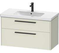 Duravit D-Code bâti-support pour lavabo, 1 tiroir, 1 tiroir, 984x460mm, découpe siphon, avec poignée, DC46730BDHH0000, Couleur: Corps vert pâle mat, Poignée noir diamant mat